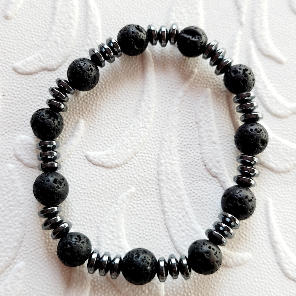 Lava Stone Hematite Bracelet style 5 of 9 designs Unisex 3 for $25